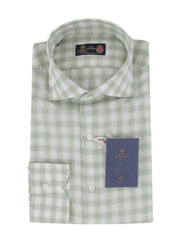 $600 Luigi Borrelli Green Check Shirt - Extra Slim - 15.5/39 - (LB1227247)