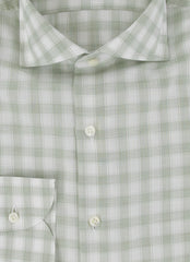 $600 Luigi Borrelli Green Check Shirt - Slim - (LB1227247) - Parent