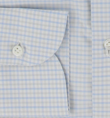 $600 Luigi Borrelli Light Blue Plaid Shirt - Slim - (LB1227245) - Parent