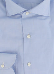 $500 Luigi Borrelli Light Blue Solid Cotton Shirt - Slim - (LB3282612) - Parent