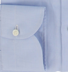 $500 Luigi Borrelli Light Blue Solid Cotton Shirt - Slim - (LB3282612) - Parent