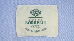 $500 Luigi Borrelli Light Blue Solid Cotton Shirt - Slim - (LB3282612) - Parent