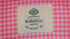 $500 Luigi Borrelli Pink Check Cotton Shirt - Slim - (LB328264) - Parent