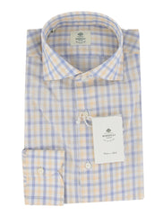$500 Luigi Borrelli Yellow Plaid Cotton Shirt - Slim - 15.5/39 - (LB328265)