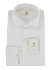 $500 Luigi Borrelli White Solid Cotton Shirt - Slim - 16.5/42 - (LB12272511)