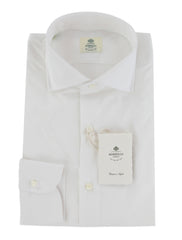 $500 Luigi Borrelli White Solid Cotton Shirt - Slim - 18/45 - (LB12272511)