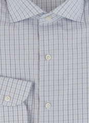 $500 Luigi Borrelli Light Blue Plaid Cotton Shirt - Slim - (LB382612) - Parent
