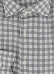 $500 Luigi Borrelli Gray Plaid Wool Blend Shirt - Slim - (LB12272521) - Parent