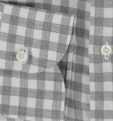 $500 Luigi Borrelli Gray Plaid Wool Blend Shirt - Slim - (LB12272521) - Parent