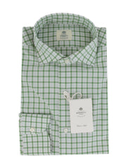 $500 Luigi Borrelli Green Plaid Cotton Shirt - Slim - 15/38 - (LB328268)
