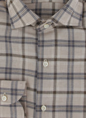 $500 Luigi Borrelli Light Brown Plaid Shirt - Slim - (LB12272520) - Parent