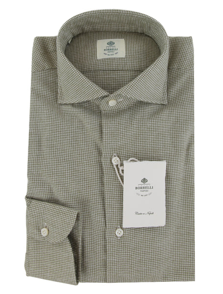 $500 Luigi Borrelli Green Cotton Blend Shirt - Slim - (LB1231252) - Parent