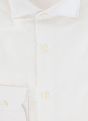 $500 Luigi Borrelli White Solid Cotton Shirt - Slim - (LB729261) - Parent