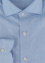 $500 Luigi Borrelli Light Blue Linen Blend Shirt - Slim - (LB382617) - Parent