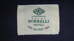 $500 Luigi Borrelli Dark Blue Solid Linen Shirt - Slim - (LB81263) - Parent