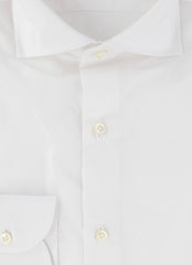 $500 Luigi Borrelli White Solid Cotton Shirt - Slim - (LB729269) - Parent