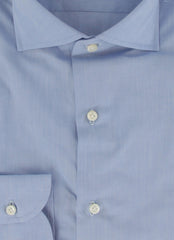$500 Luigi Borrelli Light Blue Solid Cotton Shirt - Slim - (LB7292612) - Parent