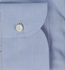 $500 Luigi Borrelli Light Blue Solid Cotton Shirt - Slim - (LB7292612) - Parent
