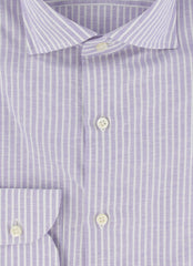 $500 Luigi Borrelli Lavender Purple Cotton Shirt - Slim - (LB7292615) - Parent