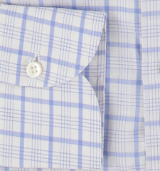 $500 Luigi Borrelli Light Blue Plaid Cotton Shirt - Slim - (LB38267) - Parent