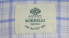 $500 Luigi Borrelli Light Blue Plaid Cotton Shirt - Slim - (LB38267) - Parent