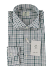 $500 Luigi Borrelli Green Plaid Cotton Shirt - Slim - 14.5/37 - (LB1227256)