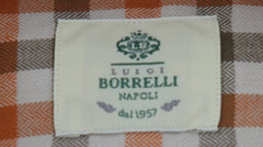 $500 Luigi Borrelli Orange Plaid Cotton Shirt - Slim - (LB1227255) - Parent