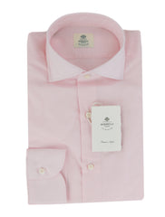 $500 Luigi Borrelli Pink Solid Cotton Shirt - Slim - 15.5/39 - (LB3282610)