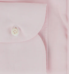 $500 Luigi Borrelli Pink Solid Cotton Shirt - Slim - (LB3282610) - Parent