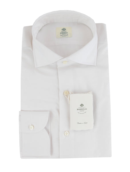 $500 Luigi Borrelli White Solid Shirt - Slim - (LB314262) - Parent