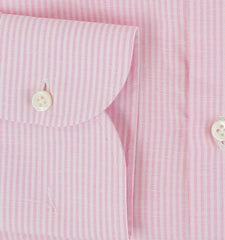 $500 Luigi Borrelli Pink Striped Shirt - Slim - (LB314261) - Parent