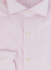 $500 Luigi Borrelli Pink Striped Cotton Shirt - Slim - (LB38262) - Parent