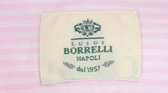 $500 Luigi Borrelli Pink Striped Cotton Shirt - Slim - (LB38262) - Parent