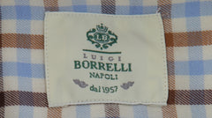 $500 Luigi Borrelli Light Brown Plaid Shirt - Slim - (LB1227252) - Parent