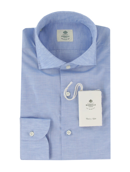 $500 Luigi Borrelli Light Blue Solid Shirt - Slim - (LB81267) - Parent