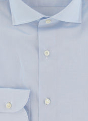 $500 Luigi Borrelli Light Blue Solid Cotton Shirt - Slim - (LB7292611) - Parent