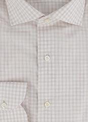 $500 Luigi Borrelli Light Brown Plaid Cotton Shirt - Slim - (LB38265) - Parent