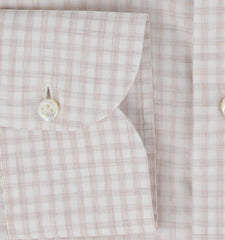 $500 Luigi Borrelli Light Brown Plaid Cotton Shirt - Slim - (LB38265) - Parent