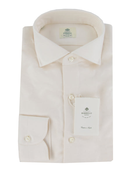 $500 Luigi Borrelli Off White Cotton Blend Shirt - Slim - (LB1231254) - Parent