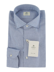 $500 Luigi Borrelli Light Blue Solid Shirt - Slim - 15.5/39 - (LB12272514)