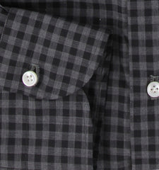 $500 Luigi Borrelli Dark Gray Check Cotton Shirt - Slim - (LB382610) - Parent