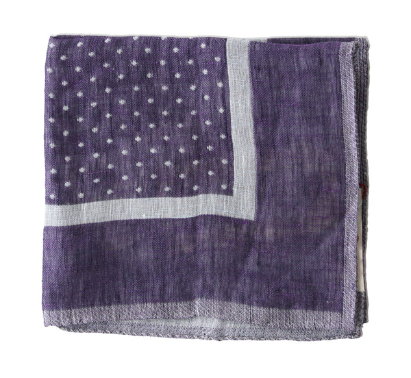 Luciano Barbera Purple Fancy Linen Pocket Square (LU720234)