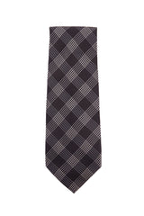 $195 Luciano Barbera Dark Brown Plaid Silk Tie -  x  - (LU107262)