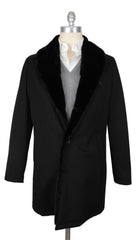 $5000 Mandelli Black Cashmere Solid Coat - (MM1016252) - Parent