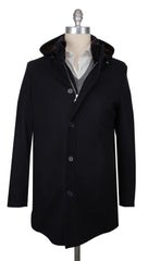 $4475 Mandelli Dark Blue Cashmere Blend Solid Coat - 42/52 - (MM10282511)