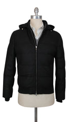$3125 Mandelli Black Wool Blend Solid Puffer Jacket - (MM1028251) - Parent