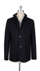 $4125 Mandelli Dark Blue Cashmere Blend Solid Coat - 44/54 - (MM10920241)