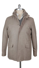 $3750 Mandelli Beige Wool Blend Solid Coat - 48/58 - (MM1113253)