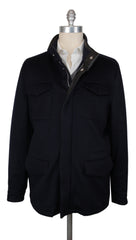 $11025 Mandelli Dark Blue Cashmere Solid Jacket - 42/52 - (MM1028254)