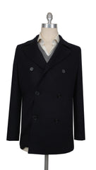 $3825 Mandelli Dark Blue Cashmere Blend Solid Coat - 40/50 - (MM10920243)